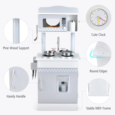 Costway Kids Kitchen PlaySet Pretend Wooden Play Kitchen With IceDispenser&Stovefor Toddler 9 Costway Kids Kitchen PlaySet Pretend Wooden Play Kitchen With IceDispenser&Stovefor Toddler - Image 9