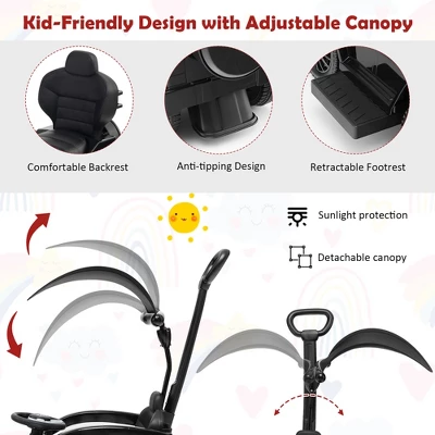 Costway 3 In 1 Ride On Push Car Mercedes Benz G350 Stroller Sliding Car W/ Canopy 7 Costway 3 In 1 Ride On Push Car Mercedes Benz G350 Stroller Sliding Car W/ Canopy - Image 7