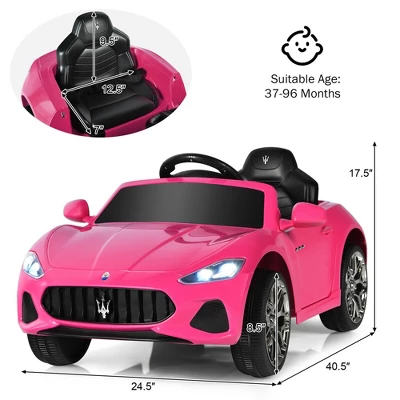 Costway 12V Kids Ride On Car Maserati GranCabrio Licensed W/ Remote Control& Lights Pink 2 Costway 12V Kids Ride On Car Maserati GranCabrio Licensed W/ Remote Control& Lights Pink - Image 2