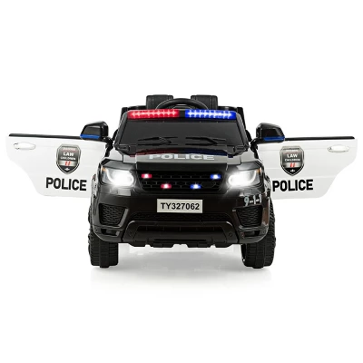 Costway Kids 12V Electric Ride On Car Police Car With Remote Control BlackWhite 2 Costway Kids 12V Electric Ride On Car Police Car With Remote Control BlackWhite - Image 2