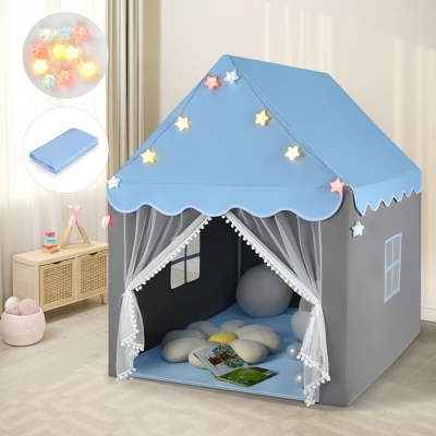 Costway Kids Playhouse Tent Large Castle Fairy Tent Gift W/Star Lights Mat 10 Costway Kids Playhouse Tent Large Castle Fairy Tent Gift W/Star Lights Mat - Image 10