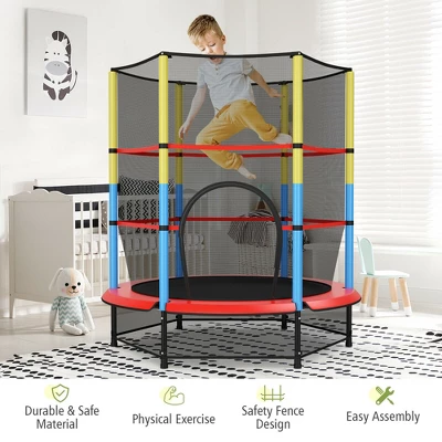 Costway 55'' Kids Trampoline Recreational Bounce Jumper W/Safety Enclosure Net Heavy-duty 4 Costway 55'' Kids Trampoline Recreational Bounce Jumper W/Safety Enclosure Net Heavy-duty - Image 4