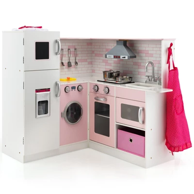 Costway Kids Corner Kitchen Play Set W/ Lifelike Sound & Sparkling Light Gift For Age 3+ 9 Costway Kids Corner Kitchen Play Set W/ Lifelike Sound & Sparkling Light Gift For Age 3+ - Image 9