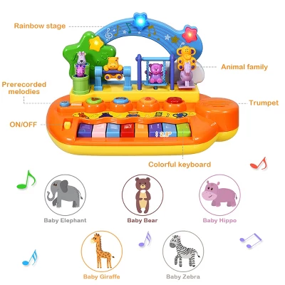 Costway Kids Rainbow Piano Keyboard 8 Keys Music Toy Gift W/ Animal Playground LED Light 6 Costway Kids Rainbow Piano Keyboard 8 Keys Music Toy Gift W/ Animal Playground LED Light - Image 6