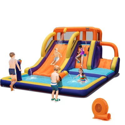 Costway Inflatable Waterslide 4-in-1 Kids Bounce Castle With Splash Pool(With 750W Blower) 9 Costway Inflatable Waterslide 4-in-1 Kids Bounce Castle With Splash Pool(With 750W Blower) - Image 9