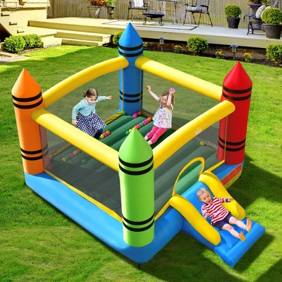 Costway Inflatable Bounce House Kids Jumping Castle W/ Slide&Ocean Balls Blower Excluded 1 Costway Inflatable Bounce House Kids Jumping Castle W/ Slide&Ocean Balls Blower Excluded