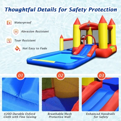 Costway Inflatable Water Slide Castle Kids Bounce House Indoor & Outdoor Without Blower 6 Costway Inflatable Water Slide Castle Kids Bounce House Indoor & Outdoor Without Blower - Image 6