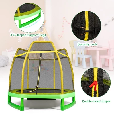 Costway 7 FT Kids Trampoline W/Safety Enclosure Net Spring Pad Indoor Outdoor Heavy Duty YellowBlue 8 Costway 7 FT Kids Trampoline W/Safety Enclosure Net Spring Pad Indoor Outdoor Heavy Duty YellowBlue - Image 8