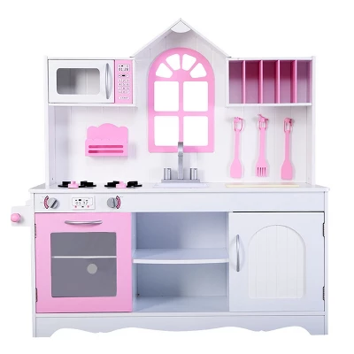 Costway Kids Wood Kitchen Toy Cooking Pretend Play Set Toddler Wooden Playset 1 Costway Kids Wood Kitchen Toy Cooking Pretend Play Set Toddler Wooden Playset