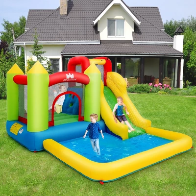 Costway Inflatable Bounce House Water Slide Jump Bouncer With Climbing Wall And Splash Pool Blower Excluded 2 Costway Inflatable Bounce House Water Slide Jump Bouncer With Climbing Wall And Splash Pool Blower Excluded - Image 2