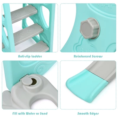 Costway 4-in-1 Toddler Climber And Swing Set W/ Basketball Hoop & Ball PinkGreen 7 Costway 4-in-1 Toddler Climber And Swing Set W/ Basketball Hoop & Ball PinkGreen - Image 7