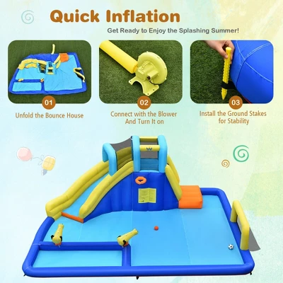 Costway Inflatable Water Slide Climbing Bounce House Splash Pool W/ 735W Blower 7 Costway Inflatable Water Slide Climbing Bounce House Splash Pool W/ 735W Blower - Image 7