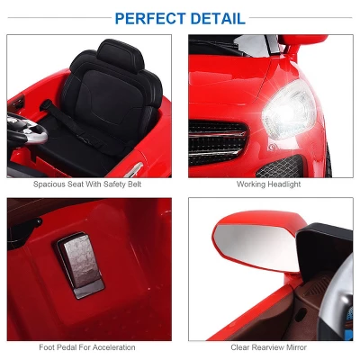 Costway 6V Kids Ride On Car RC Remote Control Battery Powered W/ LED Lights MP3 Red 6 Costway 6V Kids Ride On Car RC Remote Control Battery Powered W/ LED Lights MP3 Red - Image 6