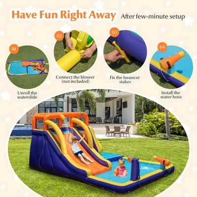 Costway Inflatable Waterslide 4-in-1 Kids Bounce Castle W/ Splash Pool(Without Blower) 7 Costway Inflatable Waterslide 4-in-1 Kids Bounce Castle W/ Splash Pool(Without Blower) - Image 7