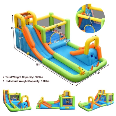 Costway Inflatable Water Slide Park Bounce House Climbing Wall W/ 750W Blower 1 Costway Inflatable Water Slide Park Bounce House Climbing Wall W/ 750W Blower