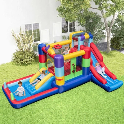 Costway Mutifunctional Kids Infalatable Bounce Castle With 50 Ocean Balls & 735W Blower 1 Costway Mutifunctional Kids Infalatable Bounce Castle With 50 Ocean Balls & 735W Blower