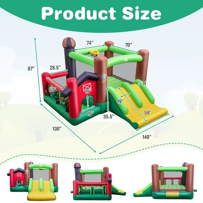 Costway Farm Themed Inflatable Castle Kids Bounce House W/ Double Slides 1 Costway Farm Themed Inflatable Castle Kids Bounce House W/ Double Slides