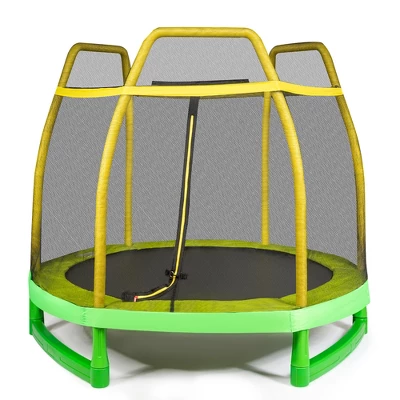 Costway 7 FT Kids Trampoline W/Safety Enclosure Net Spring Pad Indoor Outdoor Heavy Duty YellowBlue 1 Costway 7 FT Kids Trampoline W/Safety Enclosure Net Spring Pad Indoor Outdoor Heavy Duty YellowBlue