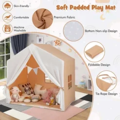 Costway Kid's Play Tent Toddler Playhouse Castle Solid Wood Frame With Washable Mat Orange/Pink 16 Costway Kid's Play Tent Toddler Playhouse Castle Solid Wood Frame With Washable Mat Orange/Pink -Costway Store GUEST adaf3fcc 0e74 43c8 9d55 cc3e3b8abbb2