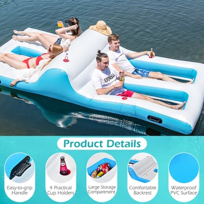 Costway Giant 4 Person Inflatable Island Lake Floating Lounge Raft W/ 130W Electric Air Pump 7 Costway Giant 4 Person Inflatable Island Lake Floating Lounge Raft W/ 130W Electric Air Pump - Image 7