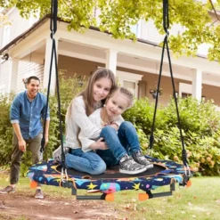 36''Convertible Swing & Trampoline Set Toddler Kids Fitness Rebounder W/Handrail
