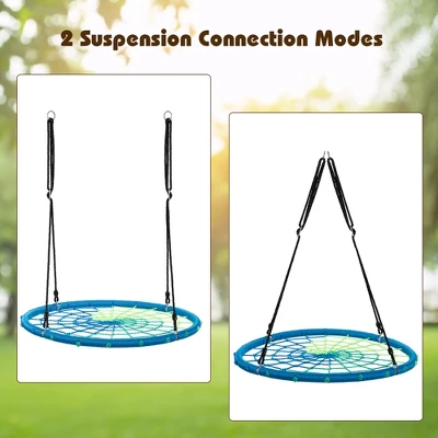 Costway 40'' Spider Web Tree Swing Kids Outdoor Play Set W/ Adjustable Ropes Gift OrangeBlueGreen 9 Costway 40'' Spider Web Tree Swing Kids Outdoor Play Set W/ Adjustable Ropes Gift OrangeBlueGreen - Image 9