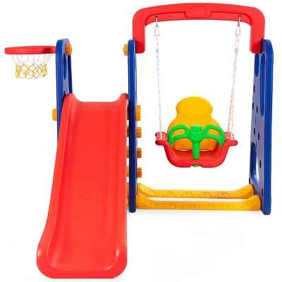Costway 3 In 1 Junior Children Climber Slide Swing Seat Basketball Hoop Playset 7 Costway 3 In 1 Junior Children Climber Slide Swing Seat Basketball Hoop Playset - Image 7