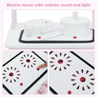 Costway Kids Play Kitchen Wooden Pretend Play Cooking Set Toys W/ Accessories 6 Costway Kids Play Kitchen Wooden Pretend Play Cooking Set Toys W/ Accessories - Image 6