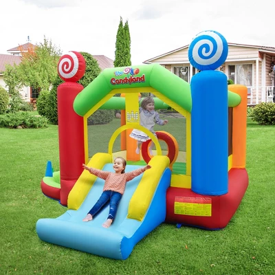 Costway Candy Land Theme Kids Inflatable Bounce Castle With 735W Air Blower Indoor Outdoor 1 Costway Candy Land Theme Kids Inflatable Bounce Castle With 735W Air Blower Indoor Outdoor