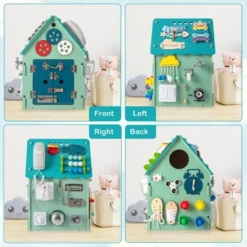 Costway Wooden Busy House Montessori Toy With Sensory Games & Interior Storage Space Blue/Pink -Costway Store GUEST b1031e39 6291 4906 9d8f a1c15ef3776a