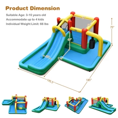 Costway Slide Water Park Climbing Bouncer Pendulum Tunnel Game With 750W Blower 2 Costway Slide Water Park Climbing Bouncer Pendulum Tunnel Game With 750W Blower - Image 2