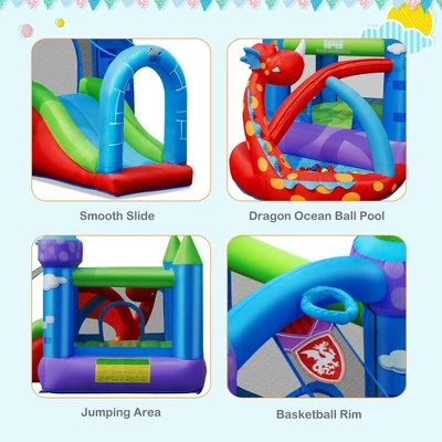 Costway Kids Inflatable Bounce House Dragon Jumping Slide Bouncer Castle W/ 750W Blower 7 Costway Kids Inflatable Bounce House Dragon Jumping Slide Bouncer Castle W/ 750W Blower - Image 7
