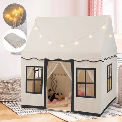 Costway Kids Play Castle Tent Large Playhouse Toys Gifts W/ Star Lights Washable Mat 1 Costway Kids Play Castle Tent Large Playhouse Toys Gifts W/ Star Lights Washable Mat