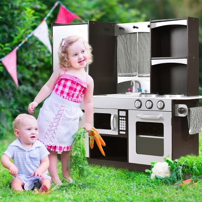 Costway Kids Cooking Pretend Play Toy Children Playset Wooden Kitchen Set Gift 1 Costway Kids Cooking Pretend Play Toy Children Playset Wooden Kitchen Set Gift
