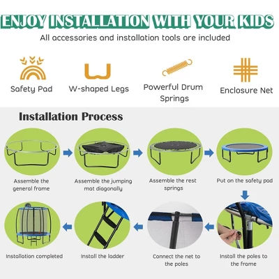 Costway 8 FT Recreational Trampoline W/ Basketball Hoop Safety Enclosure Net Ladder 9 Costway 8 FT Recreational Trampoline W/ Basketball Hoop Safety Enclosure Net Ladder - Image 9