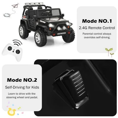 Costway 12V Kids Ride On Truck Remote Control Electric Car With Lights&Music WhiteBlackPinkRed 7 Costway 12V Kids Ride On Truck Remote Control Electric Car With Lights&Music WhiteBlackPinkRed - Image 7