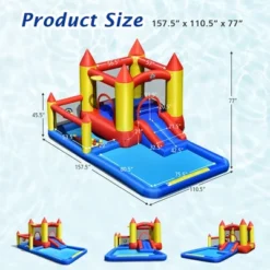 Costway Inflatable Water Slide Castle Kids Bounce House Indoor & Outdoor W/ 480W Blower