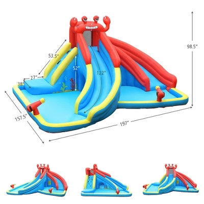 Costway Inflatable Water Slide Crab Dual Slide Bounce House Splash Pool Without Blower 1 Costway Inflatable Water Slide Crab Dual Slide Bounce House Splash Pool Without Blower