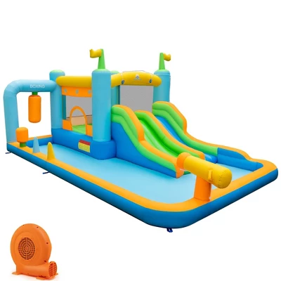 Costway Inflatable Water Slide Giant Kids Bounce House Park Splash Pool With 750W Blower 9 Costway Inflatable Water Slide Giant Kids Bounce House Park Splash Pool With 750W Blower - Image 9