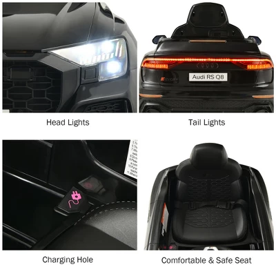 Costway Kids Ride On Car 12V Licensed Audi RS Q8 With Remote Control Lights Music WhiteBlackGreenPinkRed 8 Costway Kids Ride On Car 12V Licensed Audi RS Q8 With Remote Control Lights Music WhiteBlackGreenPinkRed - Image 8