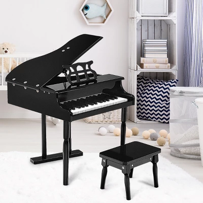 Childs 30 Key Toy Grand Baby Piano W/ Kids Bench Wood Black New 2 Childs 30 Key Toy Grand Baby Piano W/ Kids Bench Wood Black New - Image 2