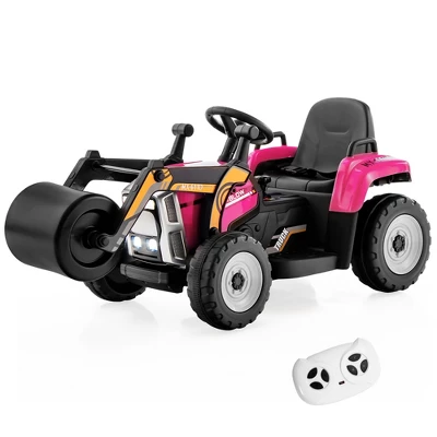 Costway Kids Ride On Roller 12V Electric Tractor Remote W/ Music & LED Light YellowBluePinkRed 9 Costway Kids Ride On Roller 12V Electric Tractor Remote W/ Music & LED Light YellowBluePinkRed - Image 9