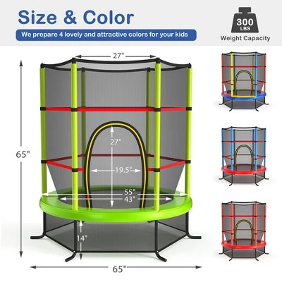 Costway Youth Jumping Round Trampoline 55'' Exercise W/ Safety Pad Enclosure Combo Kids BlueGreeRed 9 Costway Youth Jumping Round Trampoline 55'' Exercise W/ Safety Pad Enclosure Combo Kids BlueGreeRed - Image 9
