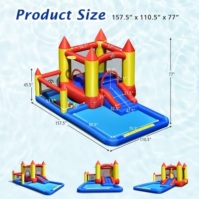 Costway Inflatable Water Slide Castle Kids Bounce House Indoor & Outdoor Without Blower 1 Costway Inflatable Water Slide Castle Kids Bounce House Indoor & Outdoor Without Blower