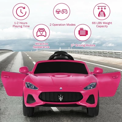 Costway 12V Kids Ride On Car Maserati GranCabrio Licensed W/ Remote Control& Lights Pink 3 Costway 12V Kids Ride On Car Maserati GranCabrio Licensed W/ Remote Control& Lights Pink - Image 3