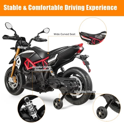 Costway 12V Kids Ride-On Motorcycle Motor Bike W/ Training Wheels Red Black 7 Costway 12V Kids Ride-On Motorcycle Motor Bike W/ Training Wheels Red Black - Image 7