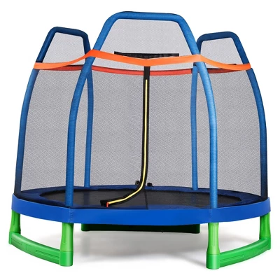 Costway 7 FT Kids Trampoline W/Safety Enclosure Net Spring Pad Indoor Outdoor Heavy Duty YellowBlue 11 Costway 7 FT Kids Trampoline W/Safety Enclosure Net Spring Pad Indoor Outdoor Heavy Duty YellowBlue - Image 11