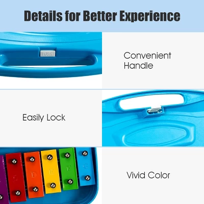 Costway 25 Notes Kids Glockenspiel Chromatic Metal Xylophone W/Case And 2 Mallets 7 Costway 25 Notes Kids Glockenspiel Chromatic Metal Xylophone W/Case And 2 Mallets - Image 7