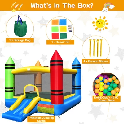 Costway Inflatable Bounce House Kids Jumping Castle W/ Slide&Ocean Balls Blower Excluded 5 Costway Inflatable Bounce House Kids Jumping Castle W/ Slide&Ocean Balls Blower Excluded - Image 5