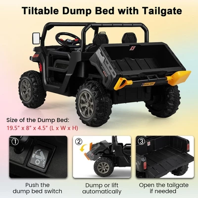 Costway 12V 2 Seater Ride On UTV Dump Truck Remote W/ Electric Dump Bed & Shovel 6 Costway 12V 2 Seater Ride On UTV Dump Truck Remote W/ Electric Dump Bed & Shovel - Image 6
